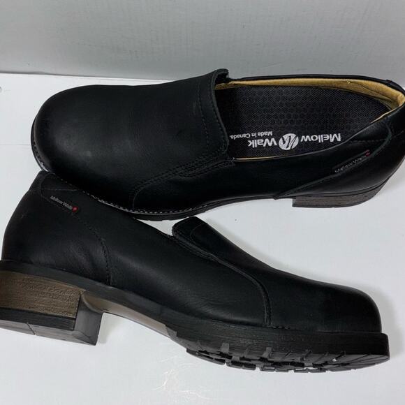 Mellow Walk Vanessa Slip On Shoes Steel Toe Heeled Woman's size 8 Black Leather - Picture 15 of 16